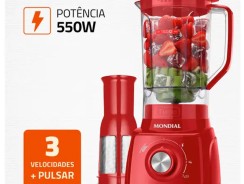 -Liquidificador Mondial L-99-FR Vermelho com Filtro 3 Velocidades 500W —