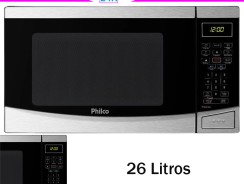 Microondas Philco PMO26 Inox 26 Litros Menu Fit Preto