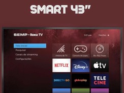 Roku TV LED 43” SEMP R5500 FHD Wifi dual band, 3 HDMI, 1 USB, com controle por aplicativo