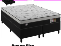 Cama Box Queen Size (Box + Colchão) – Plumatex Molas Ensacadas Alfa