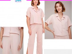 Pijama Longo Feminino Com Camisa Manga Curta – hering