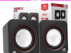 Speaker C3Tech SP-301 Preto – Sistema de audio 2.0 P2 Com Blindagem Eletromagnética alimentacao via porta USB