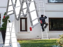 Escada De Alumínio Multifuncional Garden Life Articulada Cor Cinza