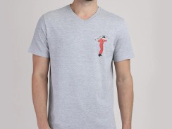 camiseta masculina la casa de papel denver manga curta gola v cinza mescla