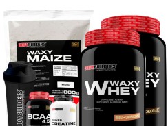 -KIT 2x Whey Protein Waxy Whey 900g + BCAA 4,5 100g + POWER Creatina 100g + Waxy Maize 800g + Coqueteleira – Bodybuilders