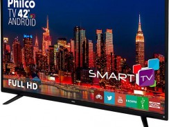 Smart TV LED 42″ Philco PH42F10DSGWA Full HD com Conversor Digital 2 HDMI 2 USB Wi-Fi Sleep timer 60Hz Preta