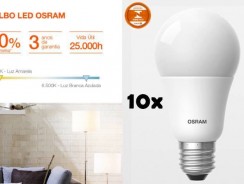 Kit com 10 Lâmpadas de Led A35 4,5W 6500K 480 Lúmens Base E27 Cor: Branca – Osram