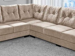 Sofá de Canto American Comfort 5 Lugares Sevilha Suede Amassado Bege