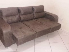 Estofados Dubai 3 Lugares Retrátil Suede Espuma 10 Suede Marrom Gazin