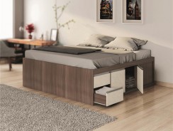 Cama Box Baú Casal Bartira Carol Premium com 5 Portas e 2 Gavetas