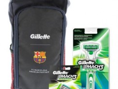 COMPRE Aparelho Gillette Mach3 Sensitive + 2 Cargas e GANHE Porta Chuteira Exclusiva Barcelona