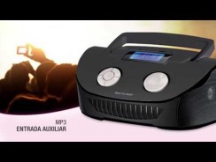 Caixa de Som Portátil Multilaser Boombox MP3 Player Rádio FM Entrada USB Auxiliar Cartão Memória 15W – Preto