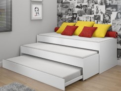 Tri-Cama Multimóveis com 2 Travessas de Sustentação – Branco