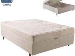 Cama Box Conjugado Casal Herval Evolution com Baú Mola Bonnel e Tecido Jacquard – Branco 56x138x188cm