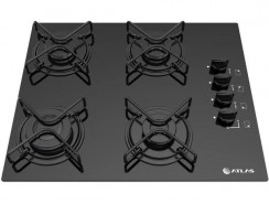 Cooktop 4 Bocas Atlas Preto a Gás GLP – Agile Glass