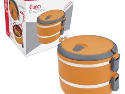 Marmita Térmica Euro Home Lunch Box em Plástico e Aço Inox – Laranja