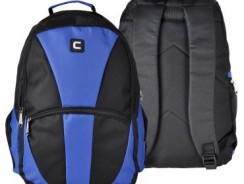 Mochila Executiva CO40007PA em Poliéster, Alças Acochoadas, Ziper duplo,Bolsos laterais e Bolso frontal, Preto com Azul – Yins Brasil