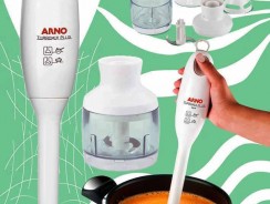 Mixer Arno TurboMix – 300W de Potência, Copo Medidor de 800ml + Mini Processador Branco, Bate, Mistura e Tritura, Prático e Fácil de Usar – DDJ3