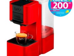 Máquina de Café Espresso e Multibebidas Automática Pop Vermelha Três Corações-1,3L de Capacidade, Pressões entre 15 e 2 Bar, Capsula para Retrolavagem