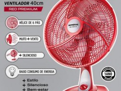 Ventilador de Mesa Mondial V-73-6P 40cm Vermelho e Prata