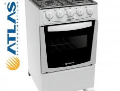 Fogão de Piso 4 Bocas Atlas Coliseum Glass Branco com Forno Autolimpante