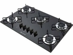 Cooktop à Gás 5 Bocas Atlas Agile Preto Bivolt com Queimador Mega Chama