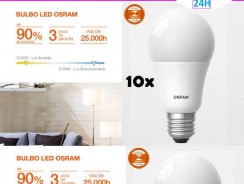 Kit com 10 Lâmpadas de Led A35 4,5W 6500K 480 Lúmens Base E27 Cor: Branca – Osram