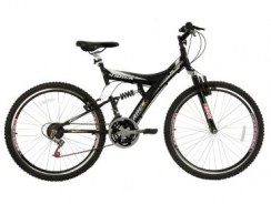 Bicicleta Track Bikes TB300 Preto Fosco, Aro 26, 18 Marchas, Dupla suspensão, Freio V-Brake