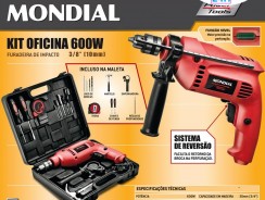 Kit Oficina – Furadeira de Impacto Com maleta 600W 3/8 NFFI-07M com 11 Peças – Mondial