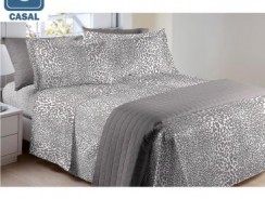 Jogo de Cama Casal 4 Peças: 1 Lençol de Cima + 1 Lençol com Elástico + 2 Fronhas 150 Fios Color Art Kalil – Corttex