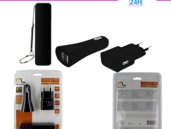 Kit Carregador Multilaser Com Carregador Portátil de 2.500 MAh + Carregador Veicular Com 2 Portas USB + Carregador de Parede + Cabo Micro USB – CB081